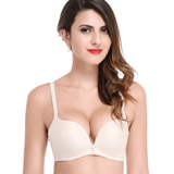 曼妮芬粉肤色拼蕾丝舒适3/4厚杯文胸