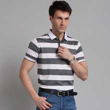 袋鼠男装夏季新品高档双丝光棉休闲翻领男款短袖T恤