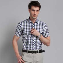 袋鼠男装2013 夏休闲舒适纯棉男士格子衬衫短袖