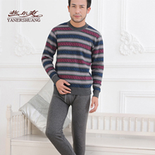 燕尔爽男士商务休闲条纹保暖内衣毛衣