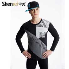 审美新款 男士莱卡纯棉秋衣秋裤套装保暖内衣棉毛衫 男基础内衣