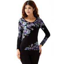 审美女士莫代尔秋衣秋裤薄款 低领保暖内衣套装 基础打底美体内衣