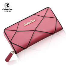卡仙奴2014长款菱格钱夹真皮女士钱包 横款拉链牛皮手拿包