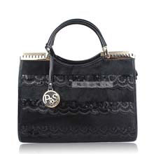 皮雅圣P359-1082B女包2013新款时尚漆皮蕾丝配马毛手提包
