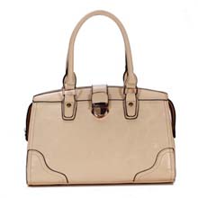 丽佳娜正品新款时尚经典压花米黄色手提包