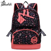 包比比新品新款韩版超酷学院风帆布女双肩包中学生双肩书包