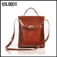 奥伦多头层牛皮皮革斜挎包，棕色斜挎包