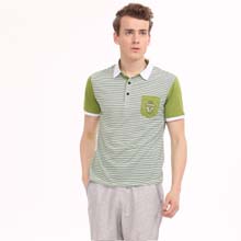 男士翻领短袖薄款T恤 男英伦条纹修身时尚POLO男装