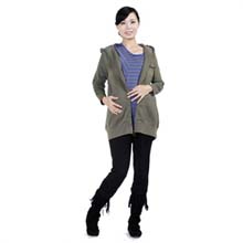 泛美乐秀 孕妇装 连帽拉链卫衣