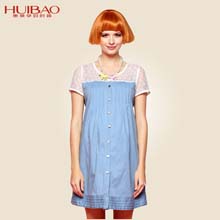 惠葆2014春夏新品孕妇装孕妇裙蕾丝拼接牛仔孕妇裙大码孕妇连衣裙