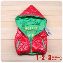 123童装红色无袖棉背心