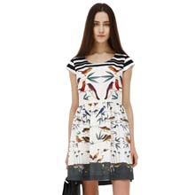 LILY14Q2本白梭织短袖连衣裙