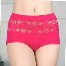 蓝怡雪印花莫代尔竹纤维收复提臀无痕透气高腰平脚内裤