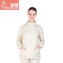 格印花圆领家居服套装女士冬季加厚夹棉长袖衣裤两件套睡衣