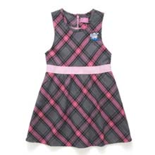 特步童装女童连衣裙复古格纹背心裙