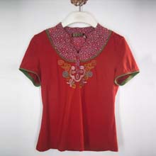 桑迪2014年夏装专柜正品短袖T恤休闲时尚民族风中年女装