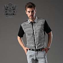 爵卡尼杰亚纯棉免烫翻领时尚百搭修身商务专柜正品男士短袖衬衫