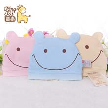 童泰春季新款帽子 可爱笑脸 纯棉宝宝胎帽