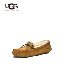 UGG舒适豆豆鞋 女士真皮全羊毛内衬低帮单鞋
