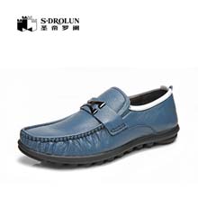 圣帝罗阑 新款男士休闲鞋真皮英伦时尚套脚头层牛皮流行皮鞋