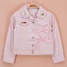 哥曼诗COMUSL春季童装 女童纯棉夹克 韩版牛仔衣 粉色牛仔外套