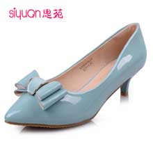 思苑2014新款秋季英伦尖头白领舒适套脚中跟女单鞋