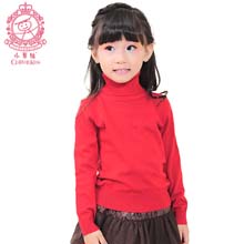小草娃 2014春秋新款儿童高领保暖纯色打底衫女童毛衣针织打底衫
