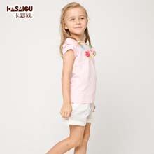 卡赛欧童装2014新款女童夏装 运动大童女装印花短袖T恤