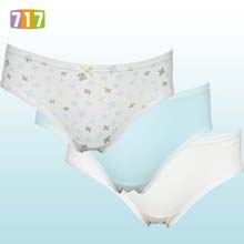 717纯棉浅色少女学生成人内裤舒适可爱三条装精梳棉内裤