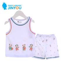 婴幼锦友婴儿夏季背心外出服套装