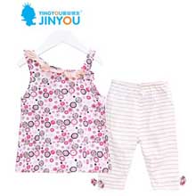 婴幼锦友夏天衣服吊带碎花套装
