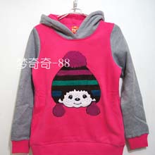 梦奇奇女装2014秋冬新款抓绒休闲撞色卫衣