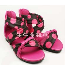 梦特娇凉鞋中童潮复古圆点软面皮凉鞋