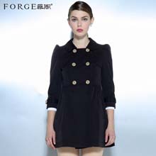 菲阁2014春季新款收腰修身显瘦翻领九分袖女士中长款风衣外套