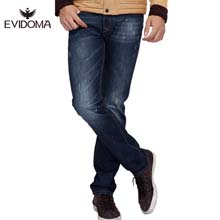 Evidoma艾多玛男装新款修身纯棉直筒男裤牛仔裤
