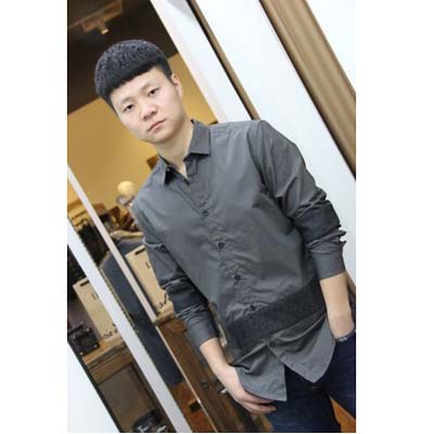 时亦潮男服饰2013新款灰白两色相间休闲及商务款衬衫