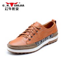 公牛世家秋冬季新款男士休闲鞋男鞋英伦真皮潮男皮鞋流行低帮鞋