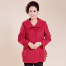 雅百威中老年女装秋装外套长袖 妈妈装冬装毛呢外套
