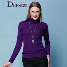 DITTO迪图2014秋冬新品百搭修身高领毛织衫