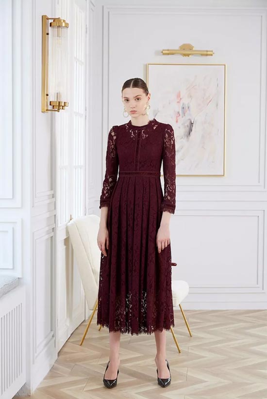 古歌女装早秋新品 优雅波特酒褐色LOOK 简直美醉了！