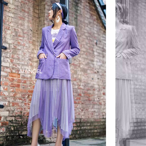 当波点邂逅浪漫“淡漠紫”！AIANGEL秋季街拍