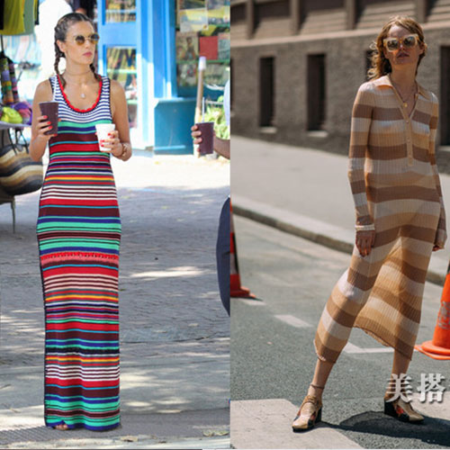 经典不过时的条纹元素，看看时髦精们是怎么穿的吧