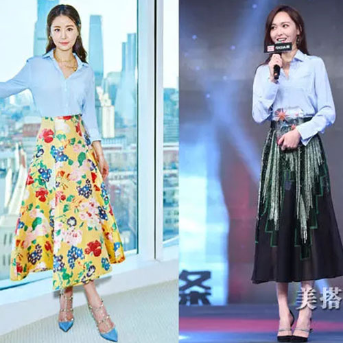 明星们最爱的衬衫+半裙，让你美美的过初秋