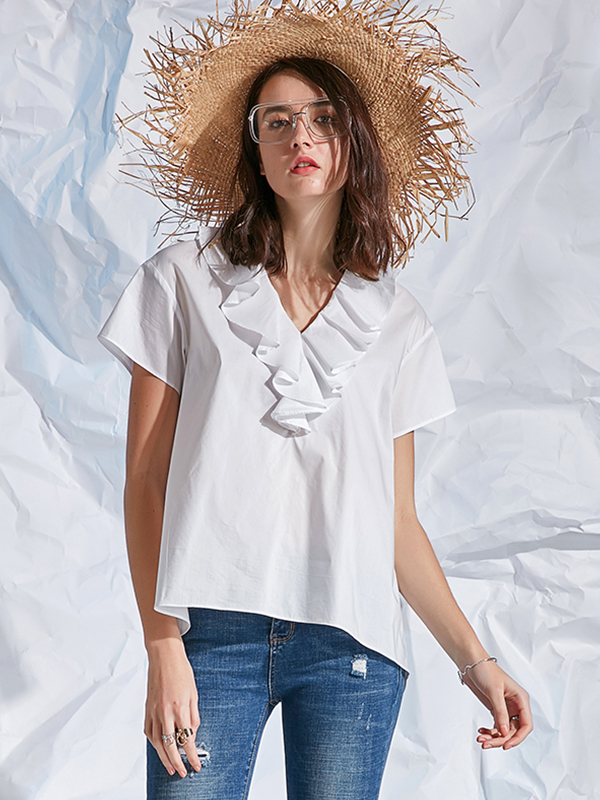 卡布依V领棉料衬衫