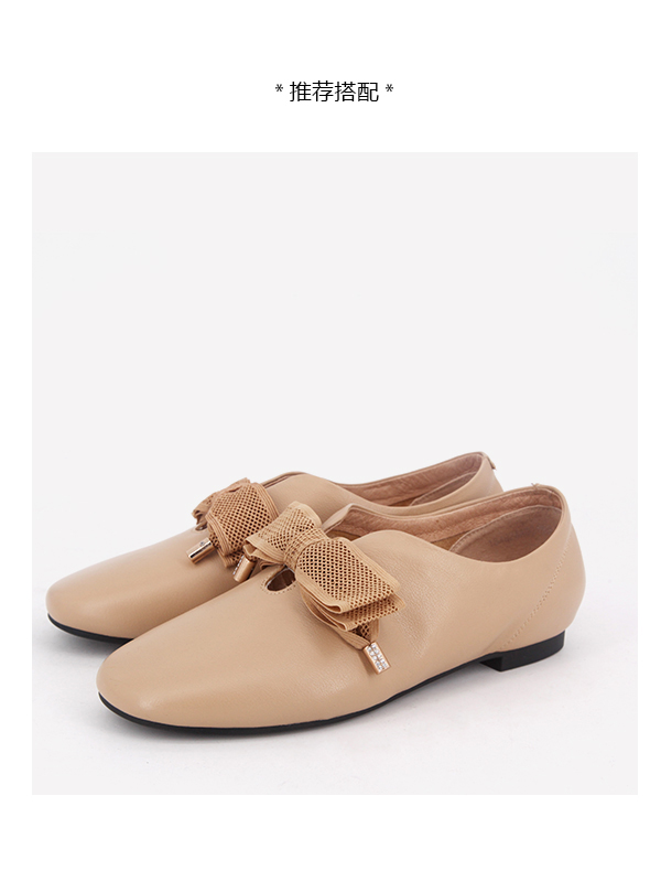 依迪夫人春季新款牛皮时尚圆头平跟女鞋