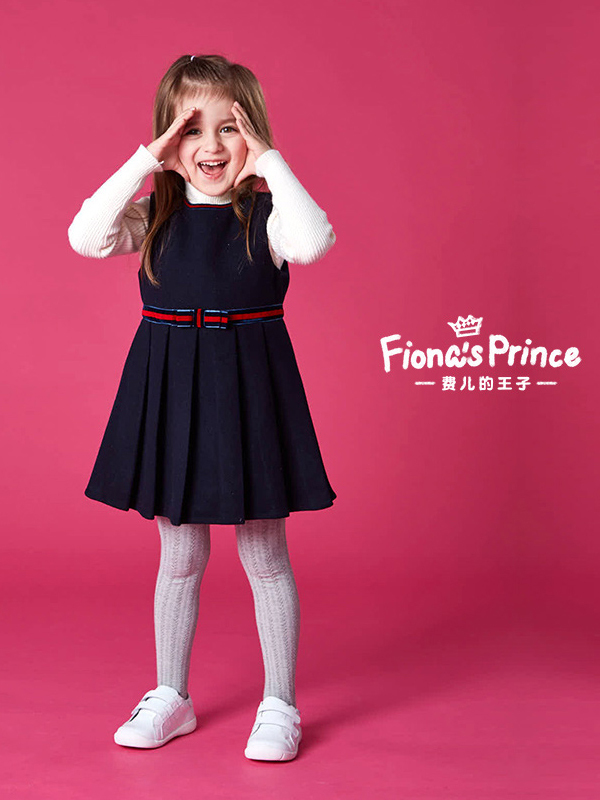费儿的王子19秋冬新款英伦学院风无袖女童连衣裙