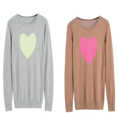 日本出口单19新款纯棉爱心针织衫小清新薄毛衣女